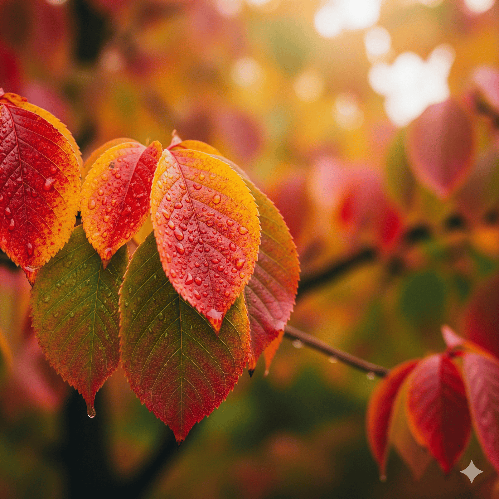 Close-up of autumn leaves on a tree